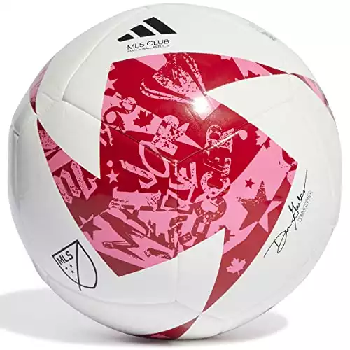 adidas Unisex-Adult MLS Club Ball, White/Red/Solar Pink, 4