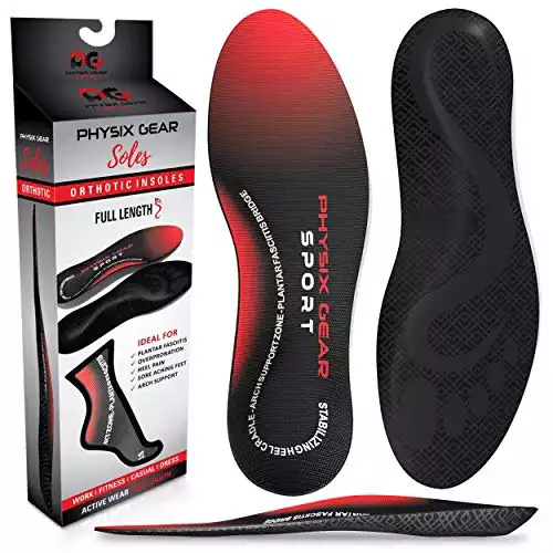 Physix Gear Plantar Fasciitis Feet Insoles Arch Supports Orthotics Inserts Relieve Flat Feet, High Arch - M